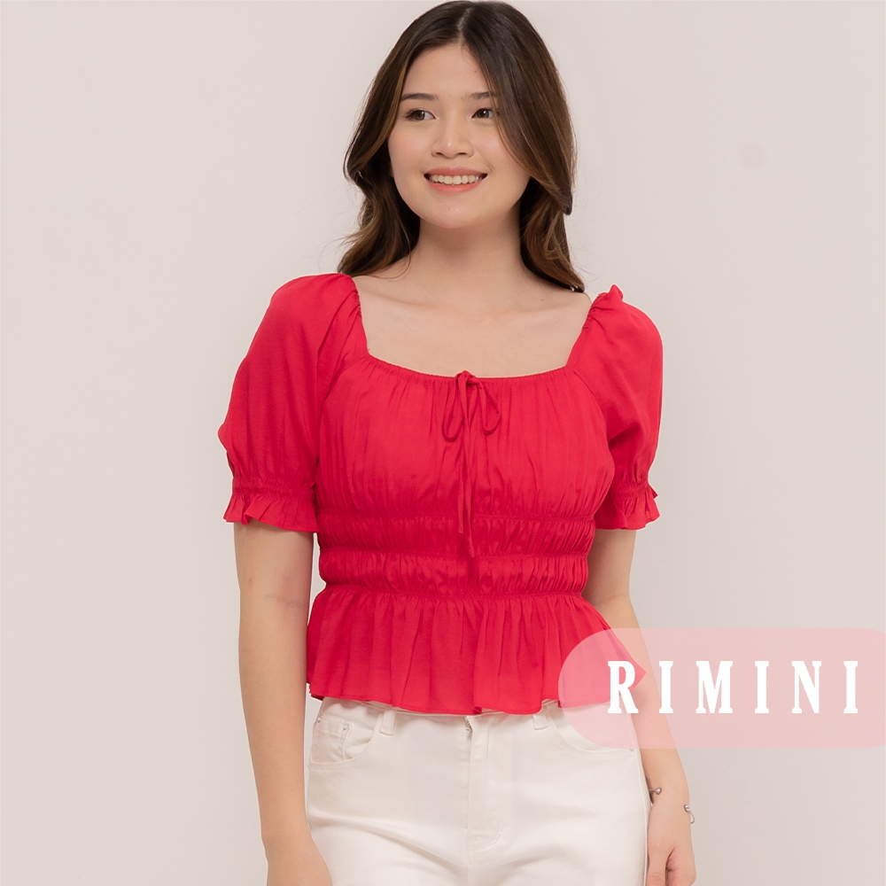RIMINI - Women's Blouse Crop Top Holiday Square Neck Stretch XS-XL ...