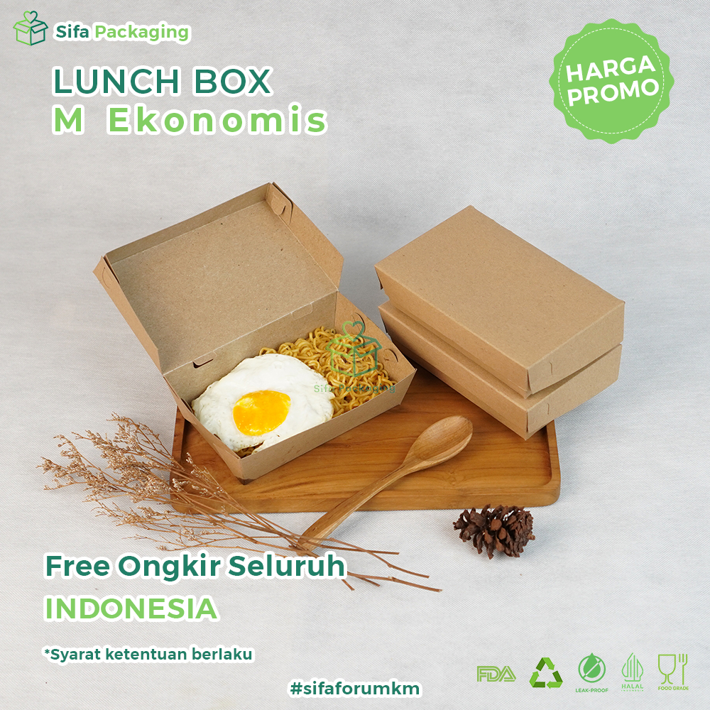 Lunch Box Brown Laminated Kraft Paper Size M Economical Takeaway Rice ...
