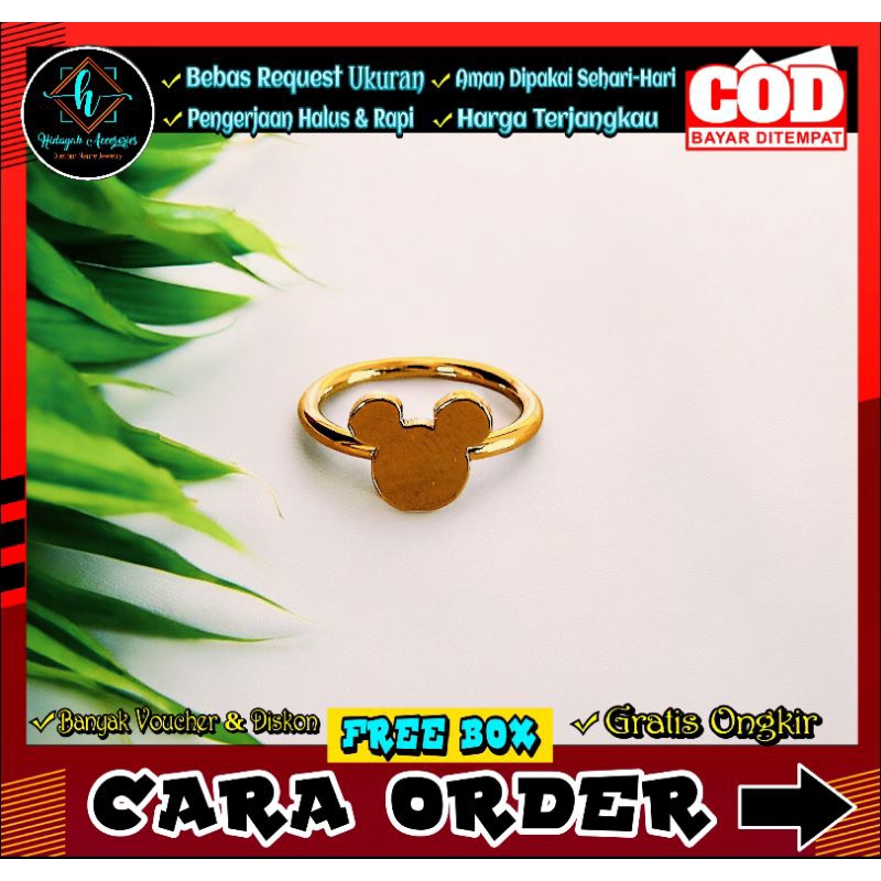 Stainless Steel Gold Plated Mickey Mouse Ring Can Request Child And