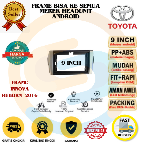 9 inch Android Head Unit Frame for Toyota Innova Reborn 2016 RHD ...