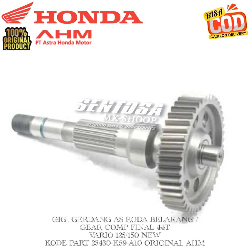Vario 125/150 2018] GERDANG GEAR Rear Axle/GEAR COMP FINAL 44T KODE ...