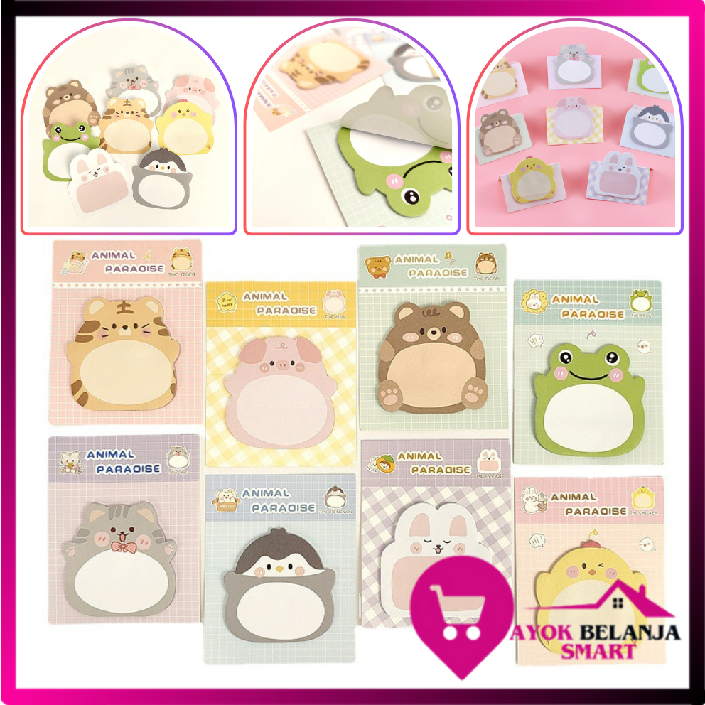 ABS Sticky Notes Animal Motif Sticky Notes Memo Note Animal Character ...