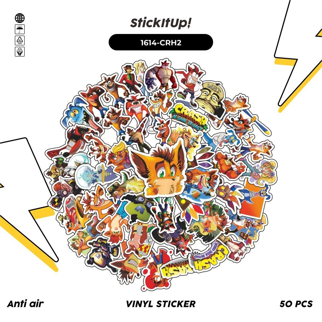 HP 100 Pcs Sticker Pack GAME SERIES CRASH BANDICOOT CHARACTER 02 Cute ...