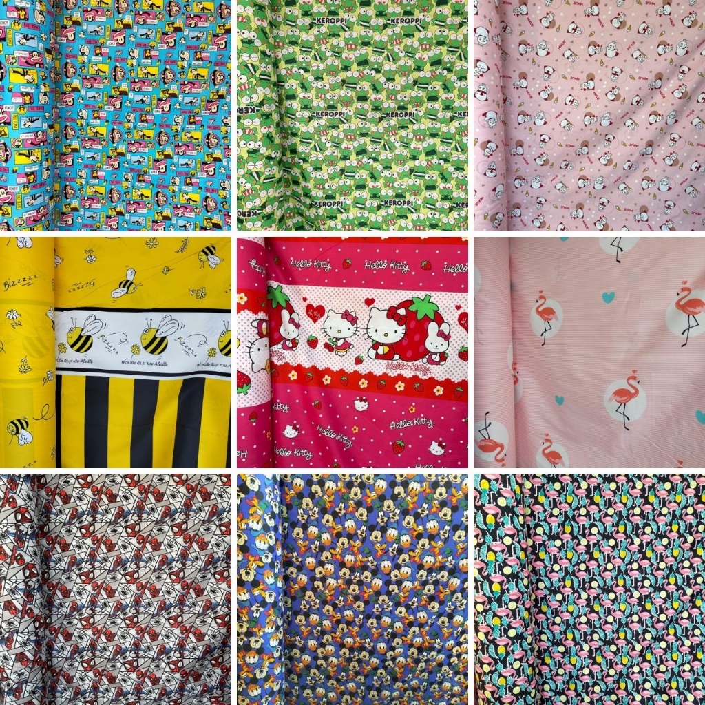 KATUN Fabric Material Bed Sheet Motif KARATE CUTE CARTOON Polymicro ...