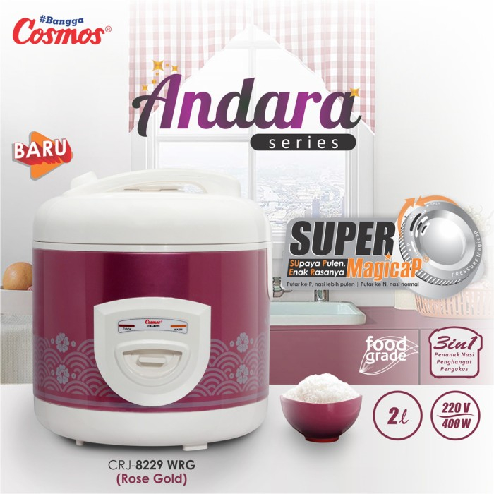 Cosmos Rice Cooker CRJ-8229 WRG (2L, Rose Gold) | Shopee Philippines