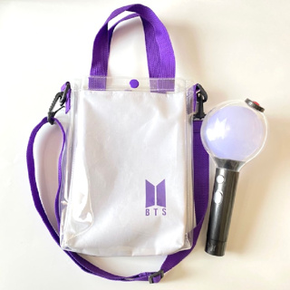 BTS Vinyl Logo Purple PU Leather Sling Bag