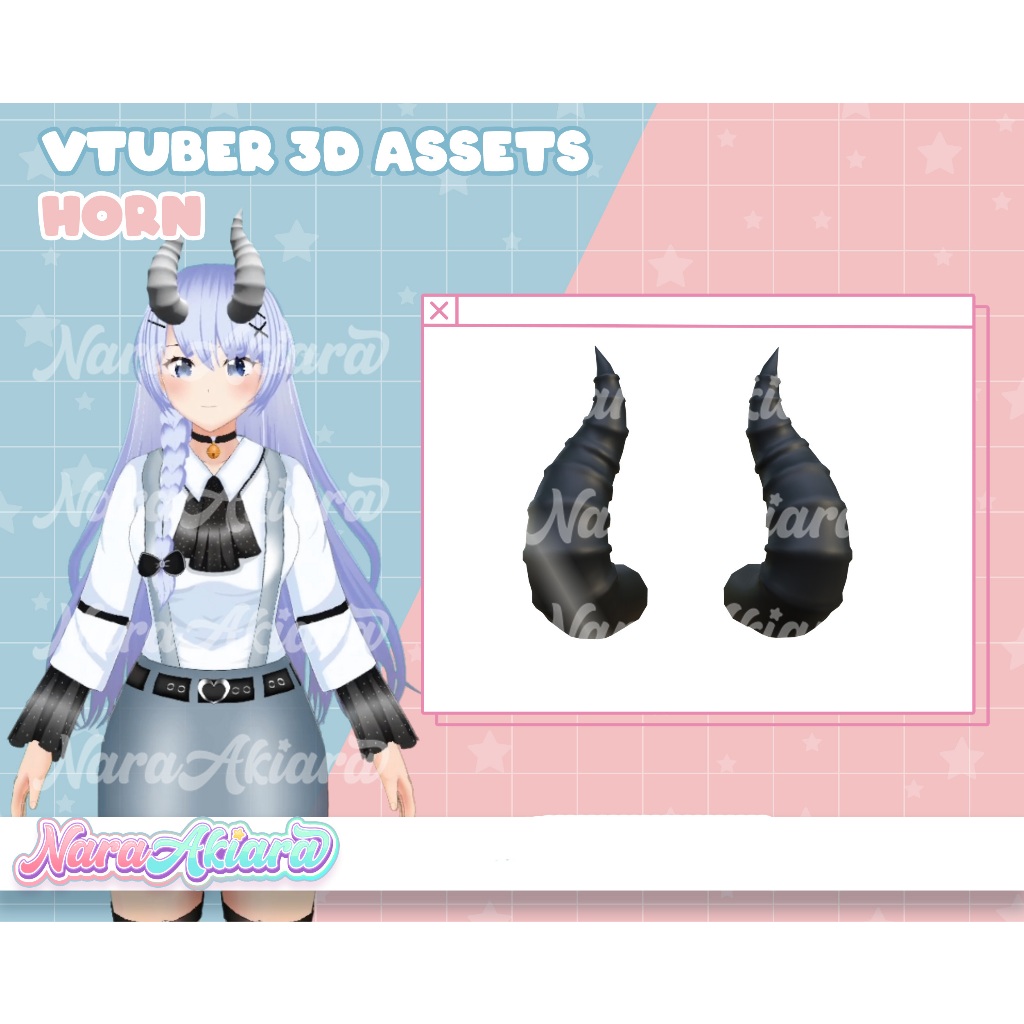 Unique Look With Horns Ready To Use For Vroid 3D Characters, Virtual