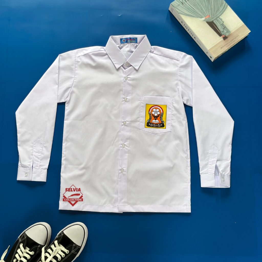 PUTIH Long White School Uniform BADGE/Junior High School LOGO Uniform