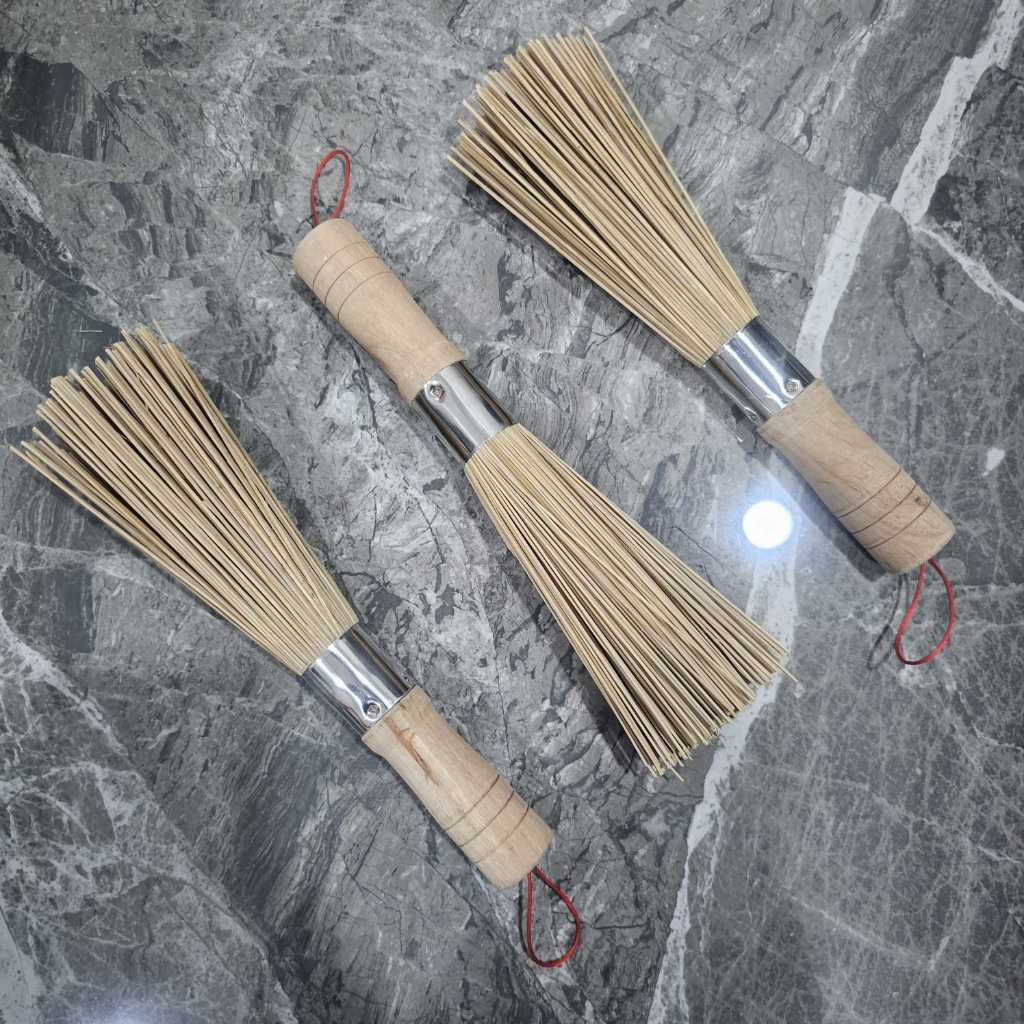 KAYU Wok Brusher Bamboo Wooden Handle Wok Brusher Bamboo Stick Broom ...