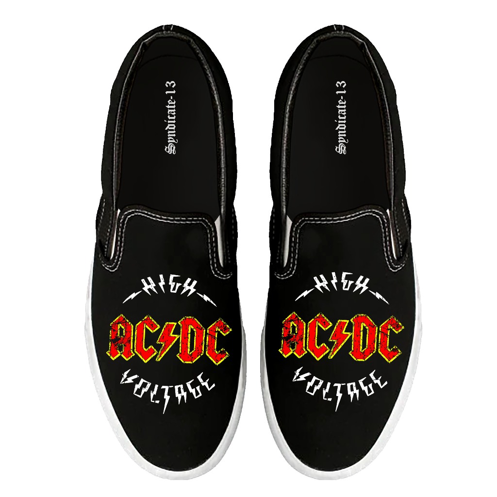 Acdc HIGH VOLTAGE SLIP ON Shoes | Band Shoes | Music Shoes | | Shopee ...