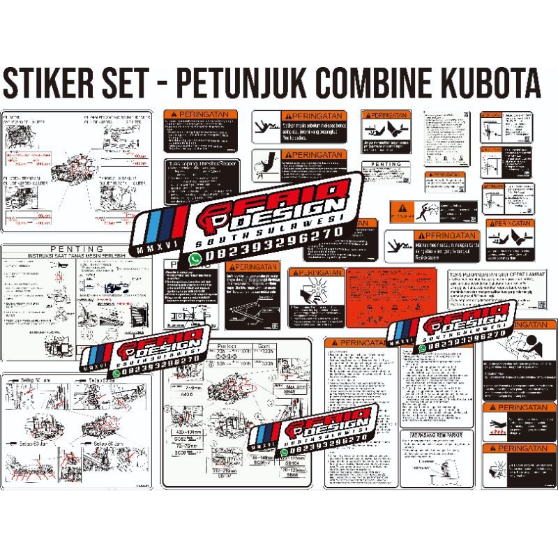 Kubota INSTRUCTION STICKER DC70 COMBINE HARVESTER | Shopee Philippines