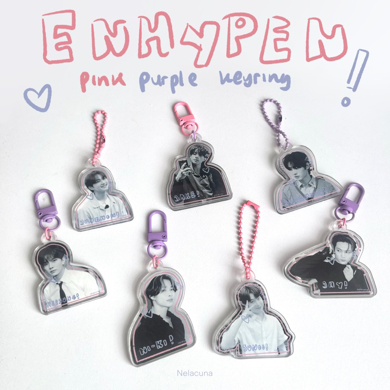 GANTUNGAN [NEW] Enhypen PINK PURPLE KEYCHAIN, Korean Kpop acrylic Keychain  [Nelacuna]