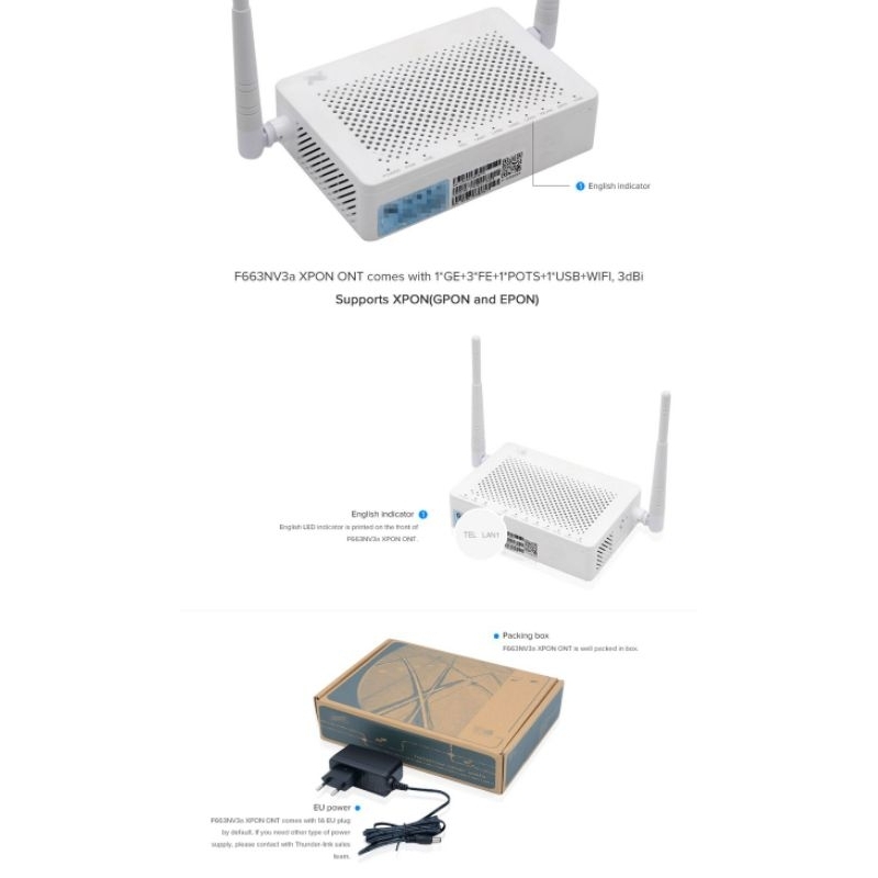 Zte F663NV3a XPON EPON ONU ONT Support OMCI GPON 4 SSID | Shopee ...