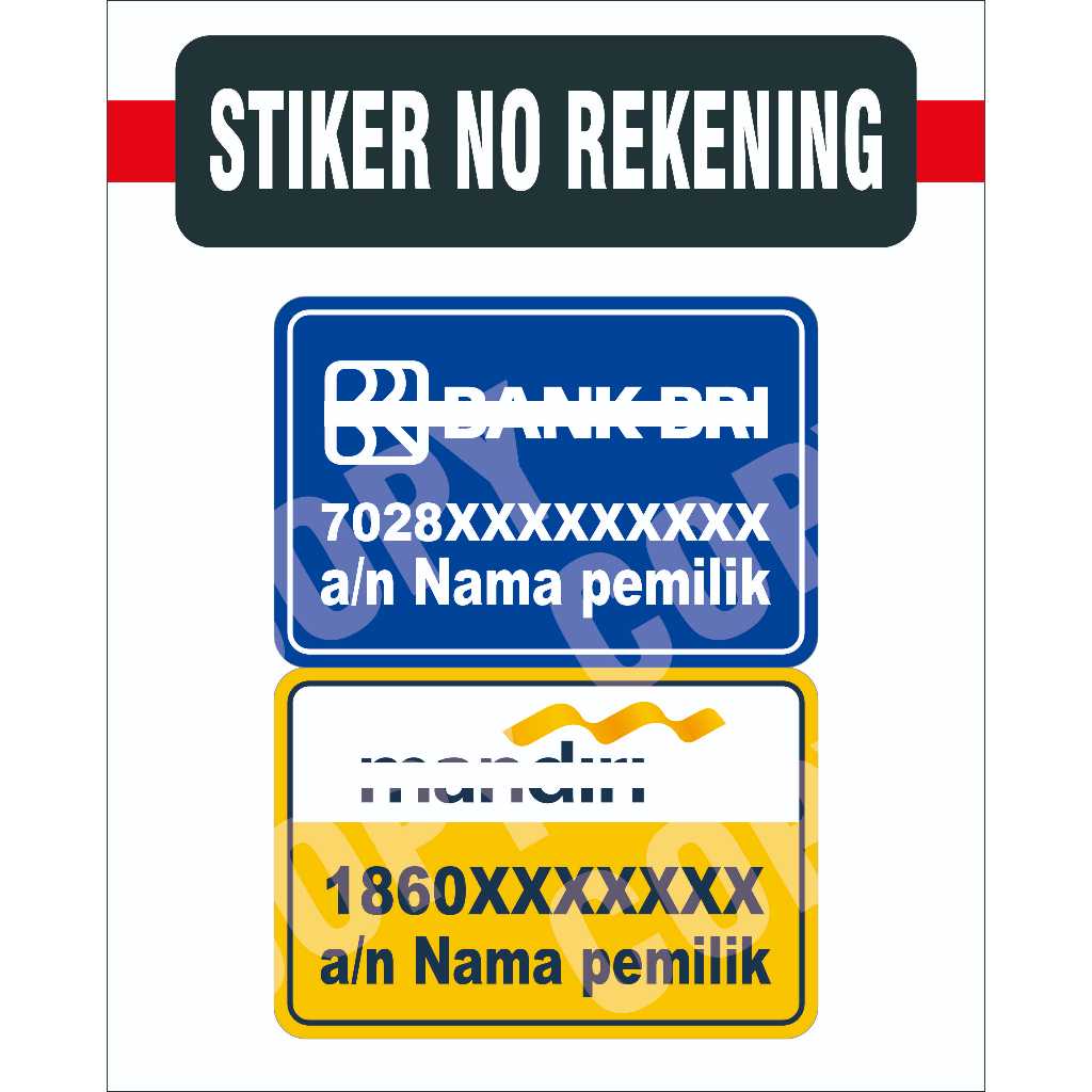REKENING BANK NUMBER STICKERS (SOLD PER PC, NOT ONE PACKAGE) | Shopee ...
