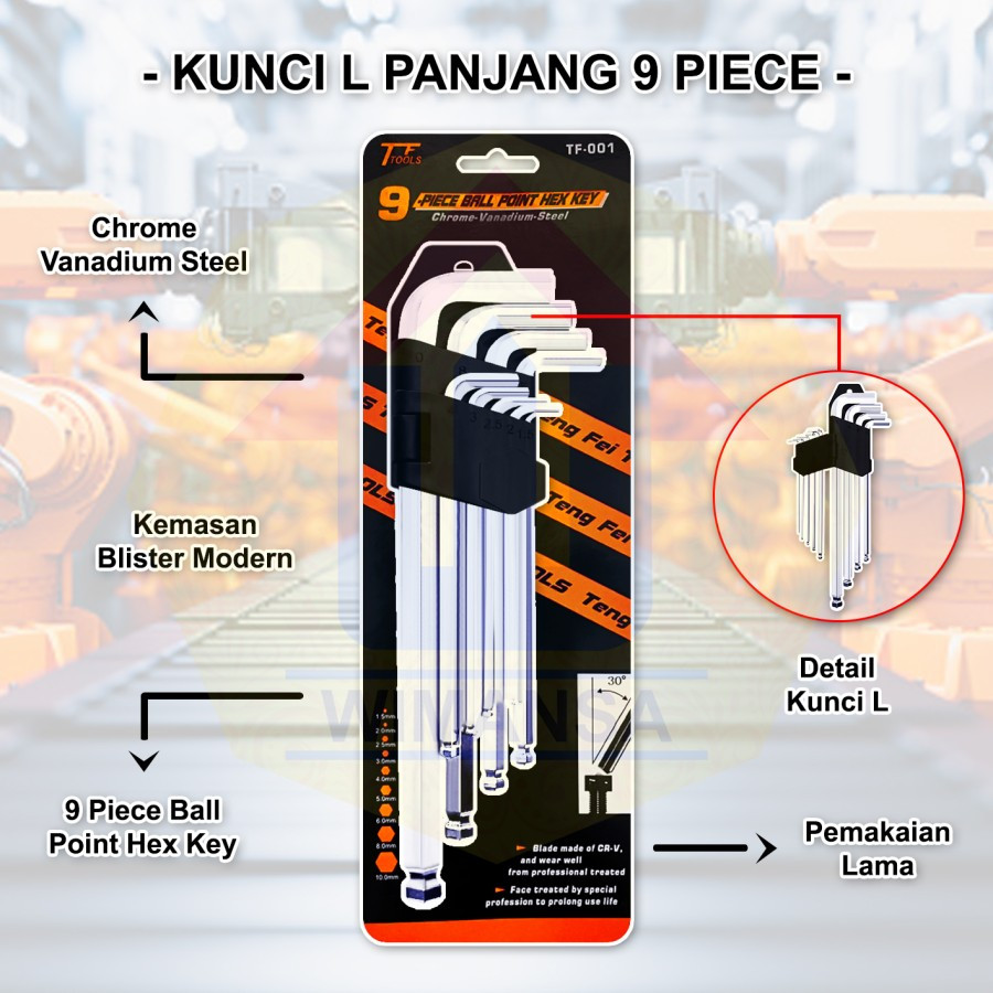 L Key Long Short 9 Piece Ball Point Hex Key L Key Set Shopee Philippines