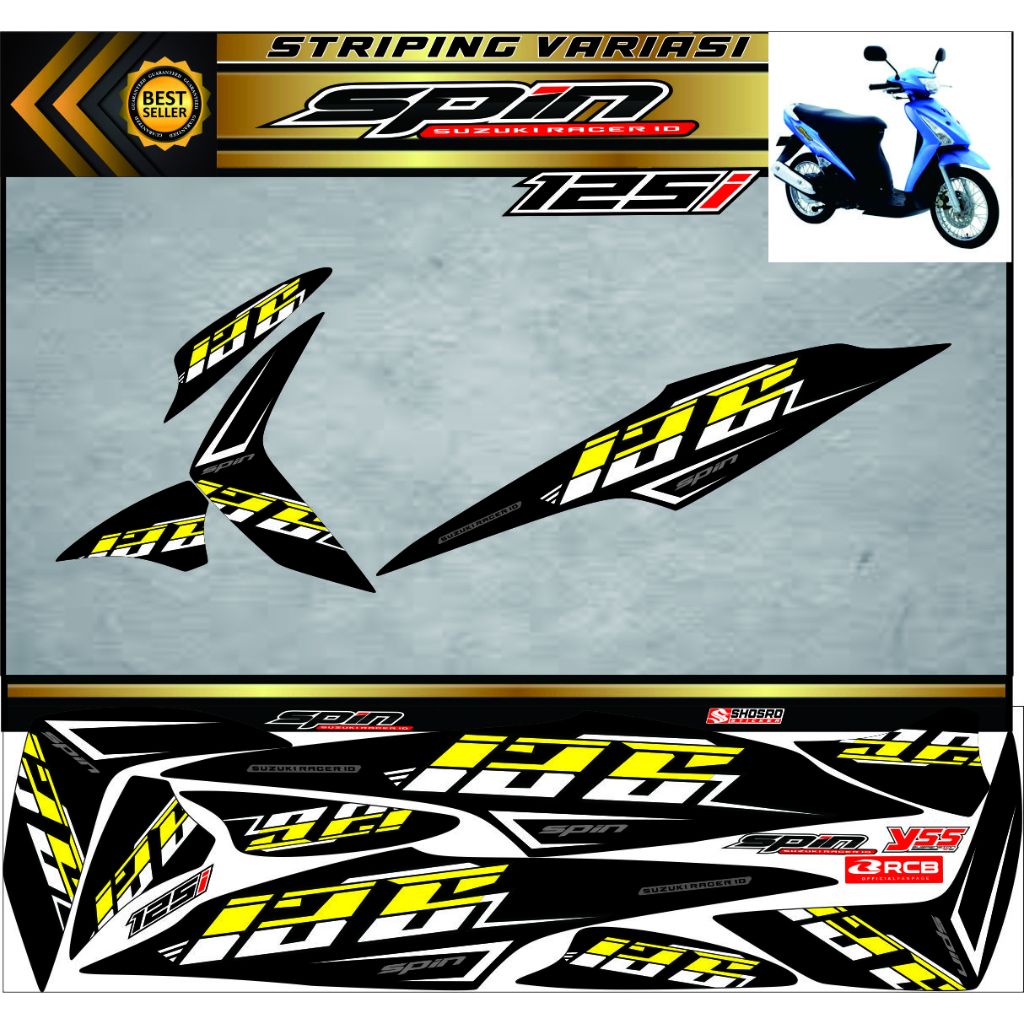 SUZUKI DECAL SPIN 125 MOTORCYCLE STRIPING CUSTOM SIMPLE VARIATIONS ...