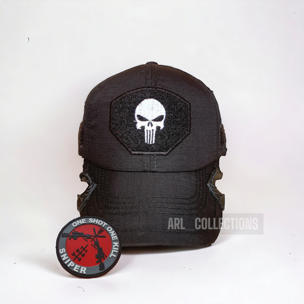Tactical funisher Black premium baseball Cap free patch rubber caps ...