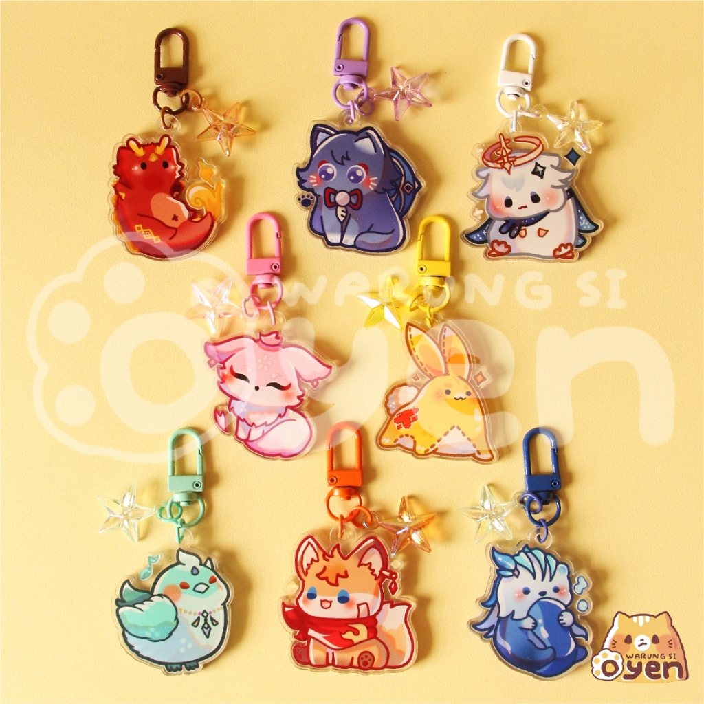 Genshin Impact Pets Acrylic Keychain (Zhongli, Scaramouche, Paimon, Yae ...