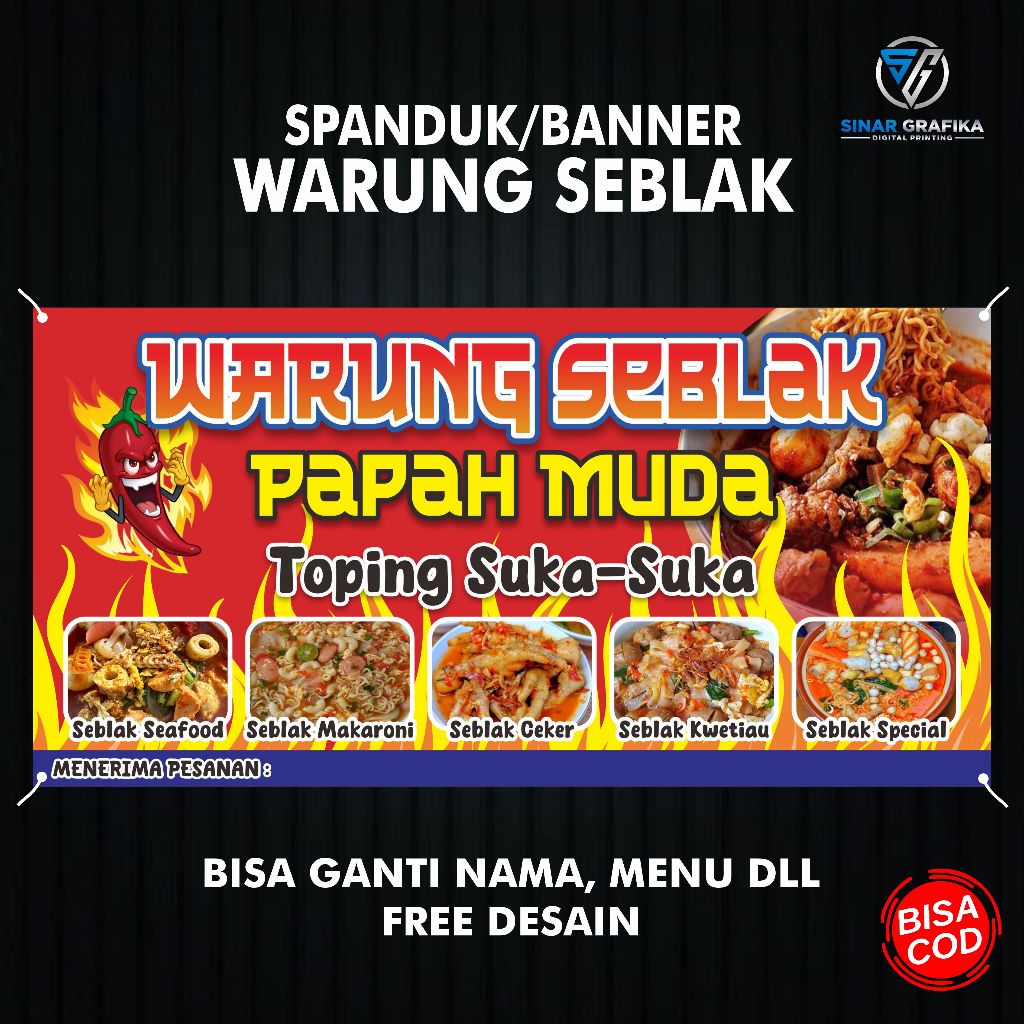 Print Seblak Stall Banners | Seblak Stall Banner | Custom design ...