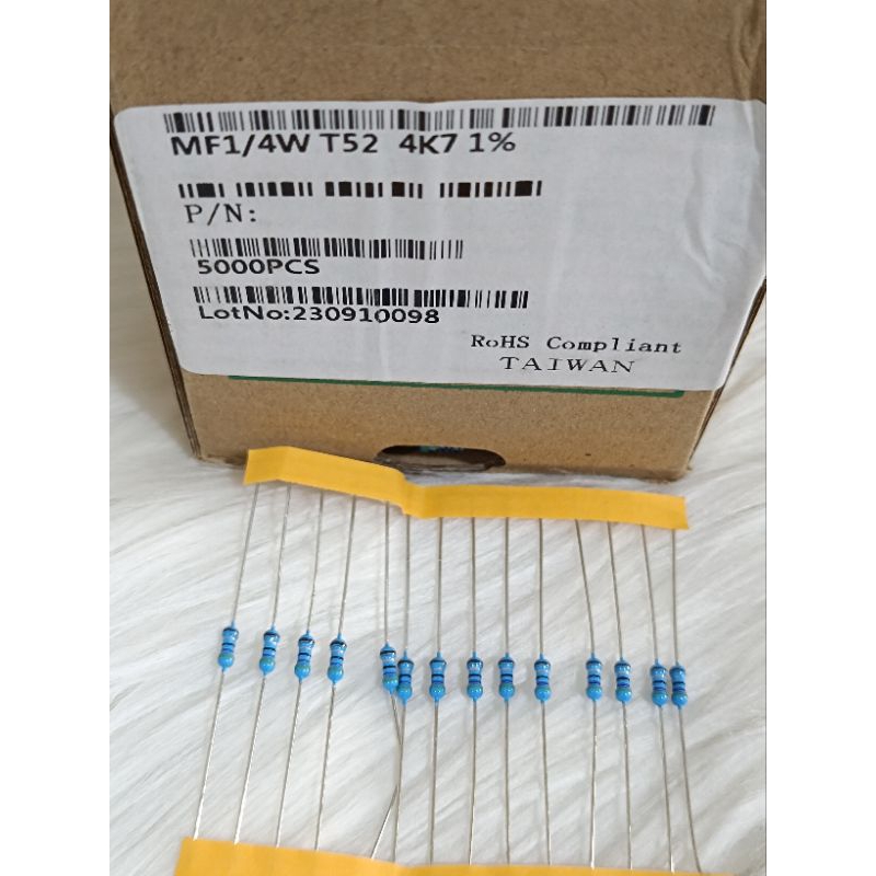 100 pcs resistors 1/4 watt 4k7 47K string COPPER FOOT R1/4w 47K 4k7 ...