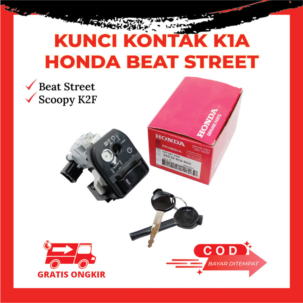 Ignition Key Assy Set Motorcycle Honda Beat FI New & Megastore Code K1A