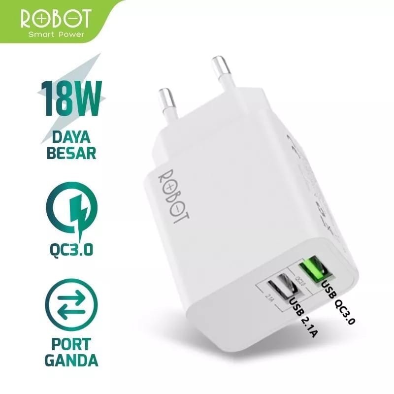 Robot RT-F4 Adapter Charging Dual USB Port 3A Fast Charging 18W ...