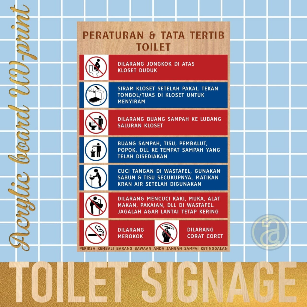 Arcamas - Toilet Ethics | Acrylic Sign 30x45 cm | Toilet rules Notice ...