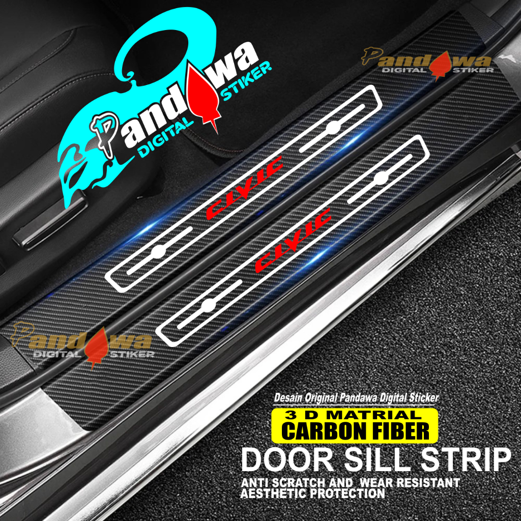9pcs sticker sill plate carbon 3d Car civic sticker carbon 3d Protector ...