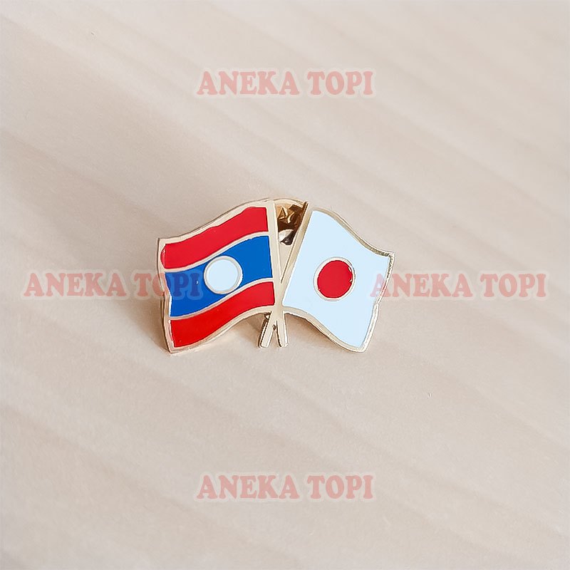 Cross Flag Laos Japan Laos Japanese Friendship Flag Pin Assorted Hats