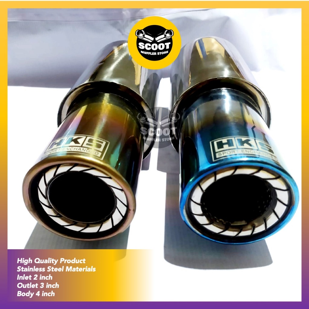 HKS Muffler Bass Sound Universal Car Racingknalpot Inlet 2 Inch Scoot ...