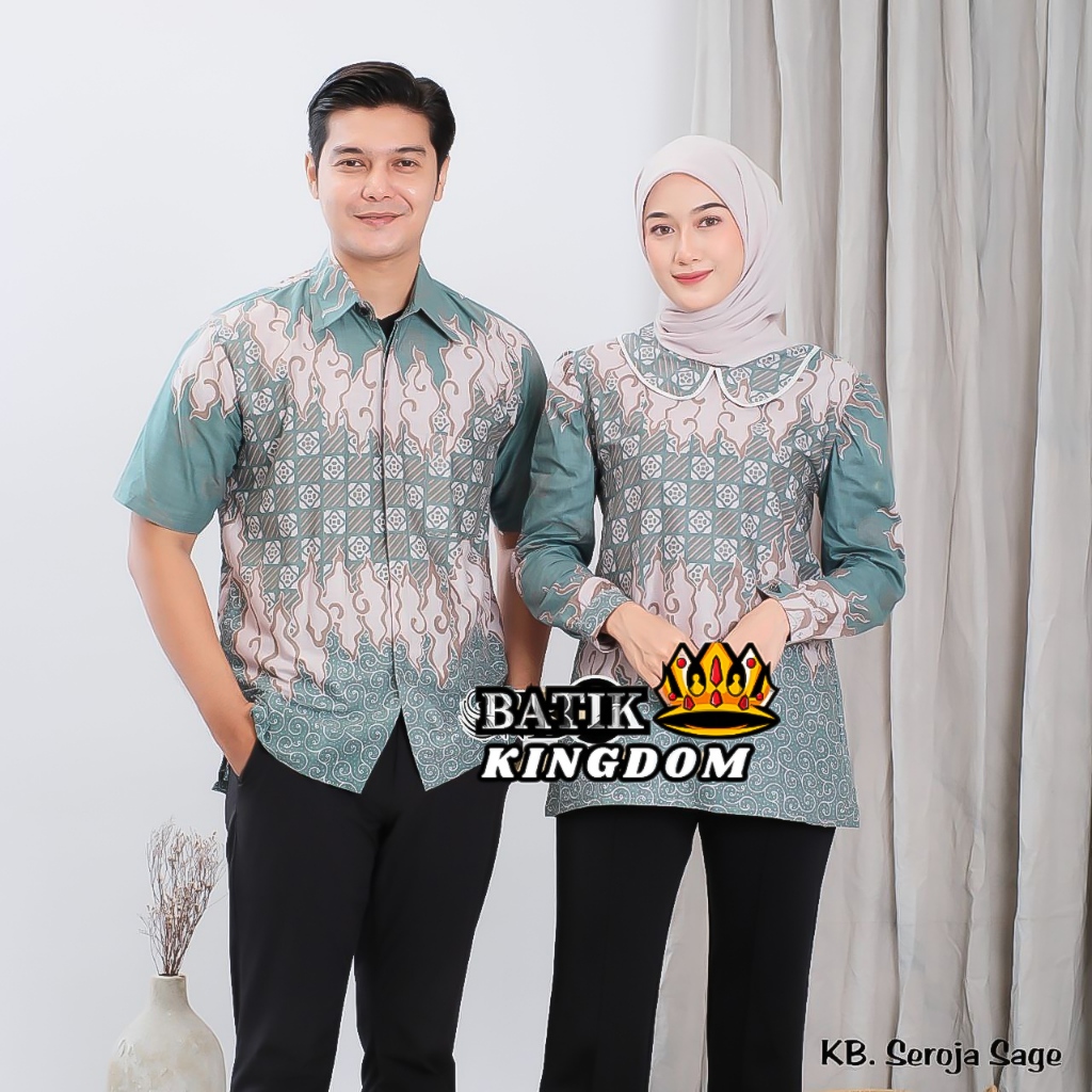 Modern Couple Batik Tops Blouse Batik Office Work Women Batik Uniforms ...