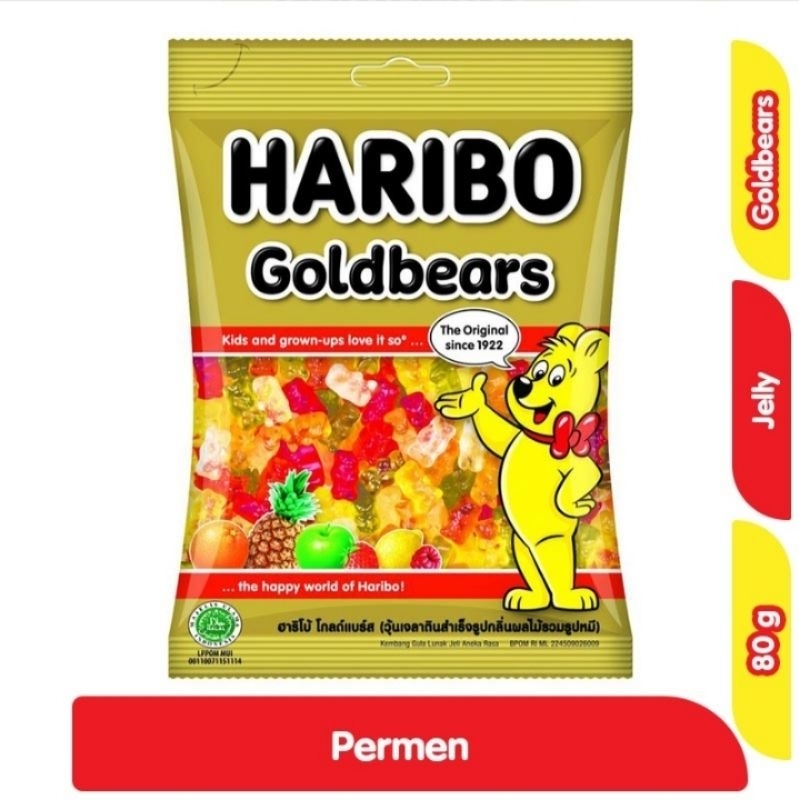 Haribo Gummy Candy 80gr Goldbears Gold Bears Jelly Chewable/Happy Cola ...