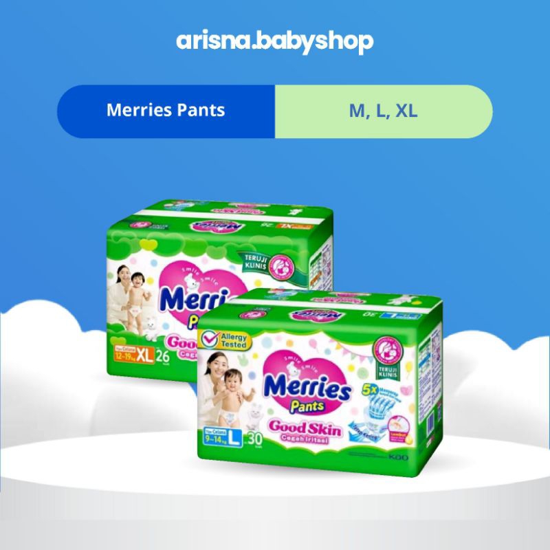 Merries Pants Good Skin Baby Diapers M34/L30/XL26 | Shopee Philippines