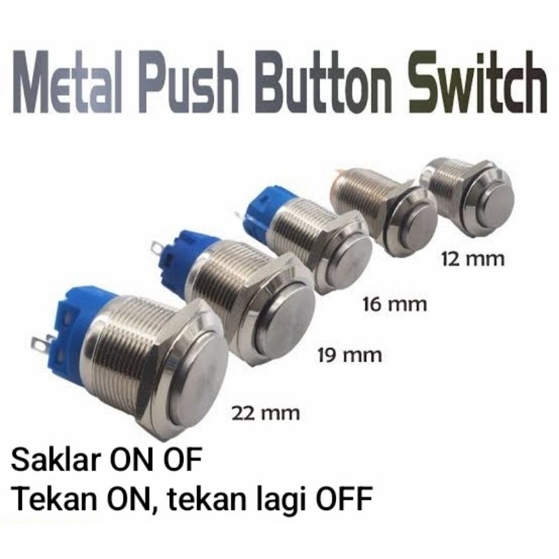 Push Button Lock Switch Press On Press Again Off Stainless 16mm ...