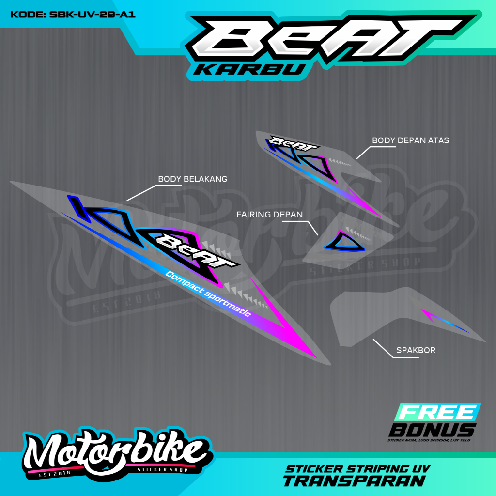 Transparent Stickers CarburetorBEAT, Honda Carburetor Bat Stickers with ...