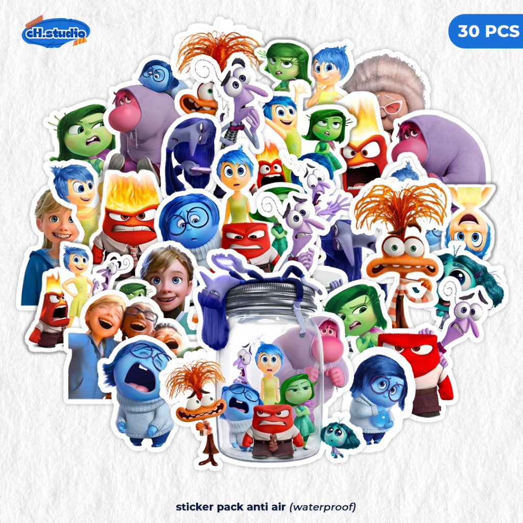 Sticker Pack 30 PCS Inside Out Joy Sadness Fear Aesthetic Cute ...