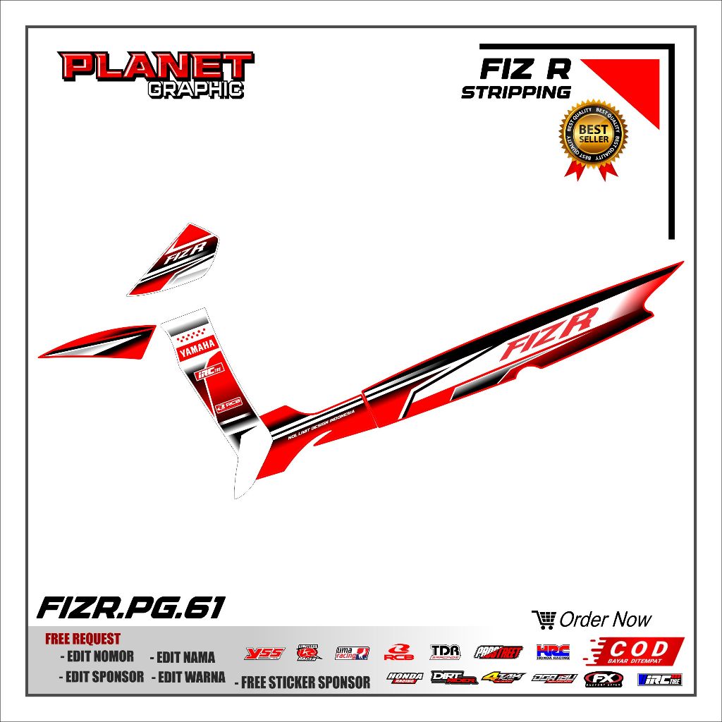 Sticker Striping Motorcycle Variation Yamaha FIZ R Motif Racing - Dlz ...