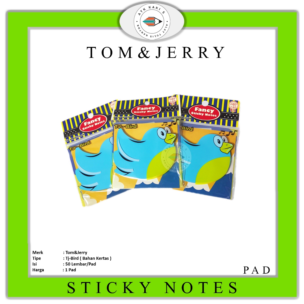 TOM & JERRY - Fancy Sticky Note TJ Bird biru - Pad | Shopee Philippines