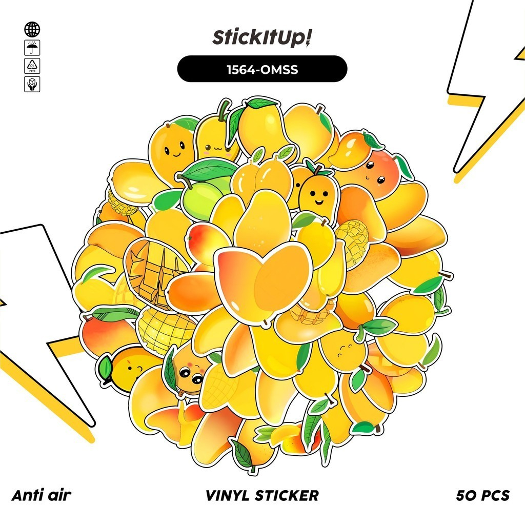 HP COD 100 Pcs Cute Mango Fruit Stickers Pack Aesthetic Vinyl ...