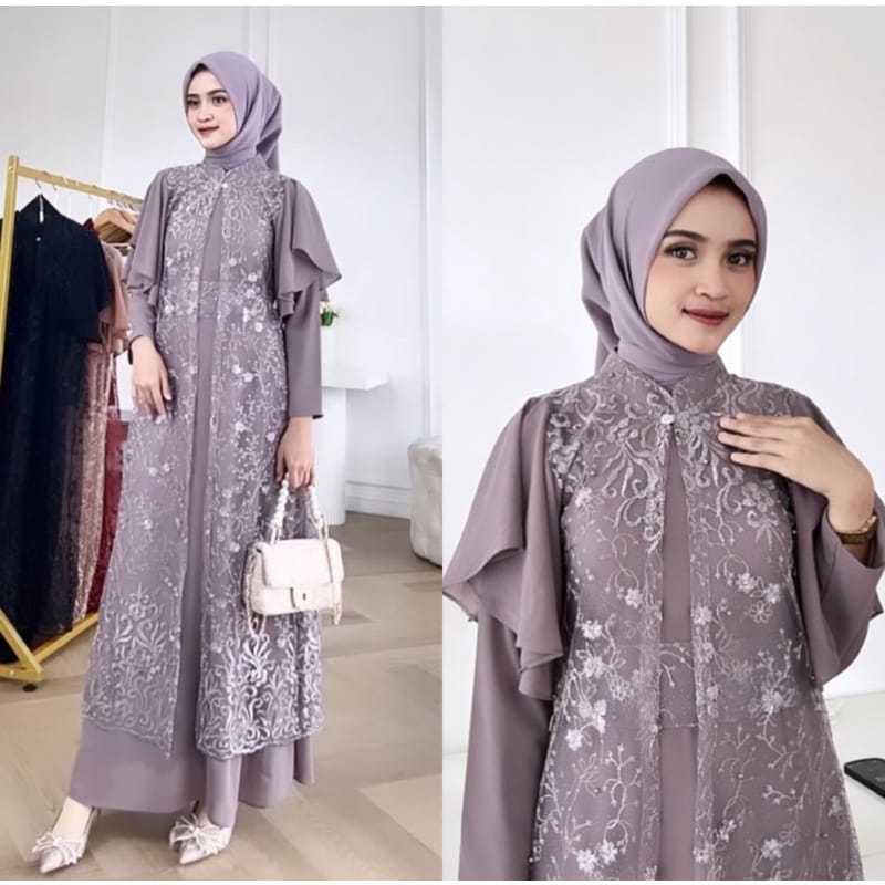 Georgina Dress Set Inner+Outer Gamis Invitation Material Ceruty Armany ...