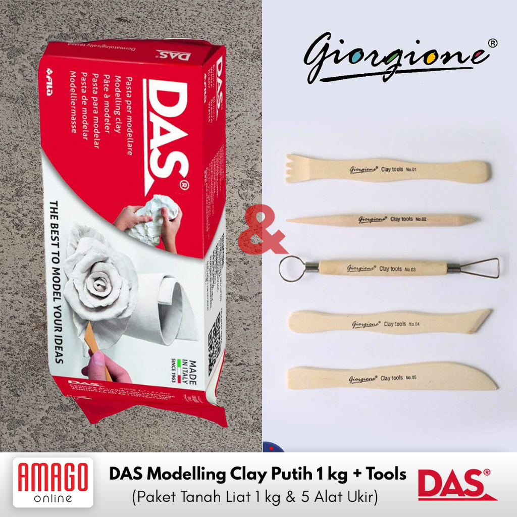 PUTIH Package - 1 DAS Modeling Clay 1 kg White + 1 set of GIORGIONE ...