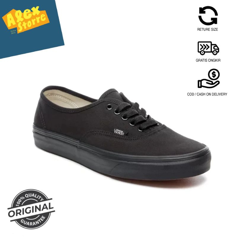 Vans Authentic Classic Full Black 100% Original | Shopee Philippines