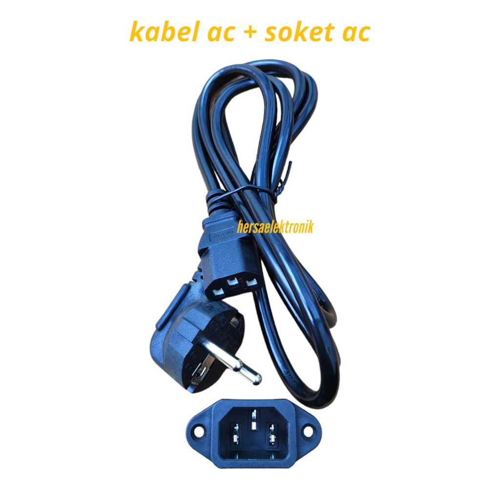 Black Computer AC Cable + Computer AC Socket | Shopee Philippines