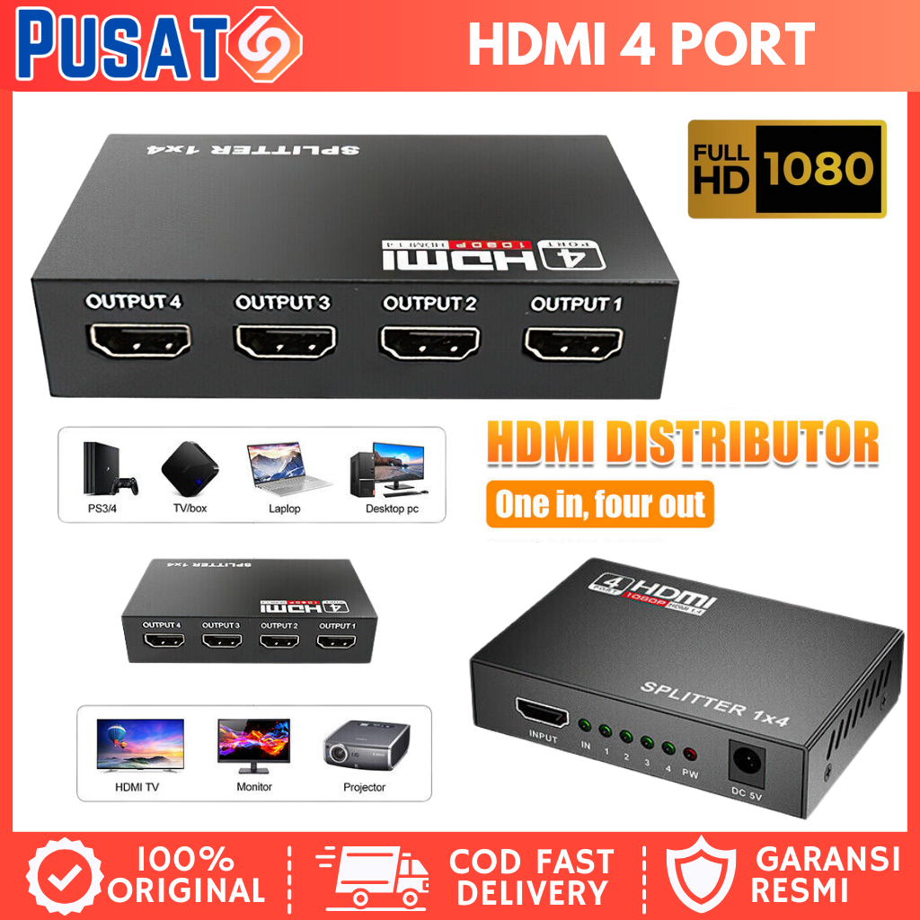 Hdmi SPLITTER 4 Ports (1 INPUT 4 OUTPUT) | Shopee Philippines