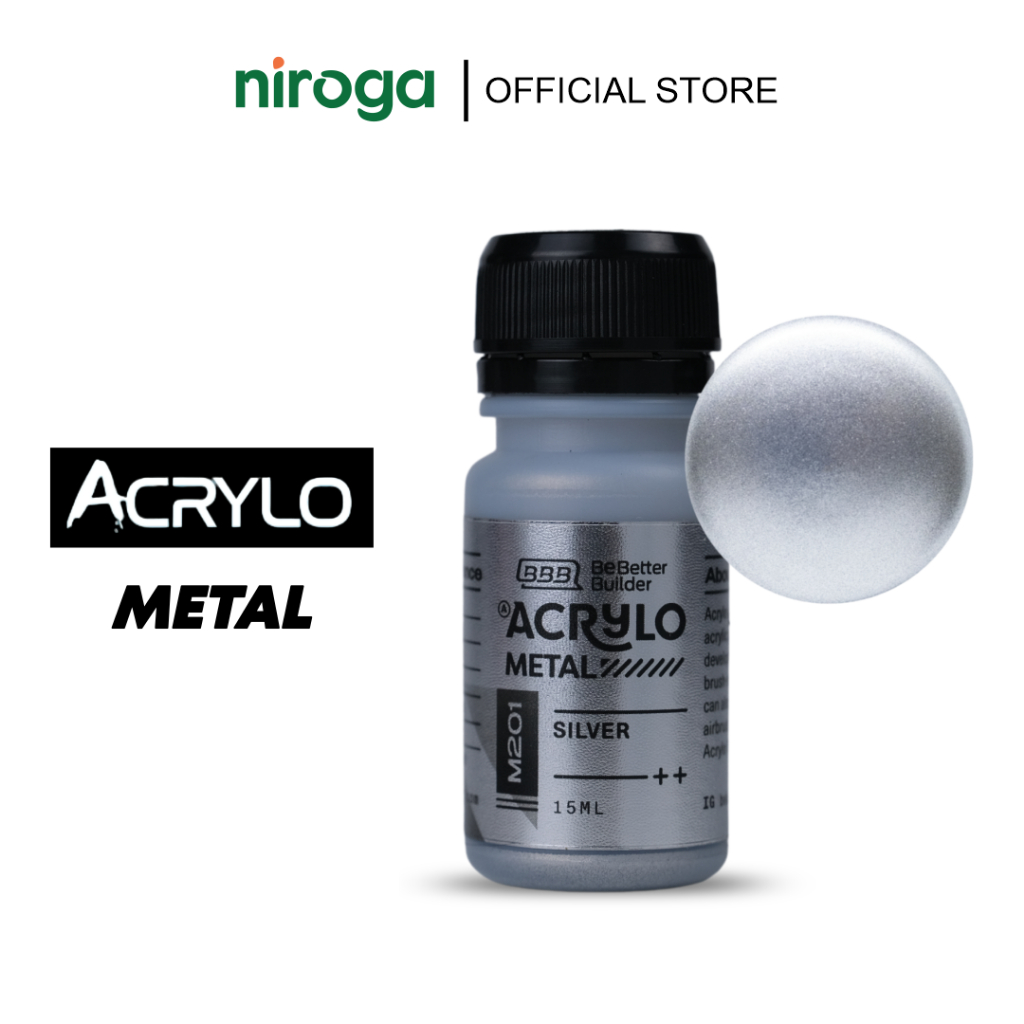 Acrylo Metal Effect M201 Silver - gundam Paint airbrush hand brush ...