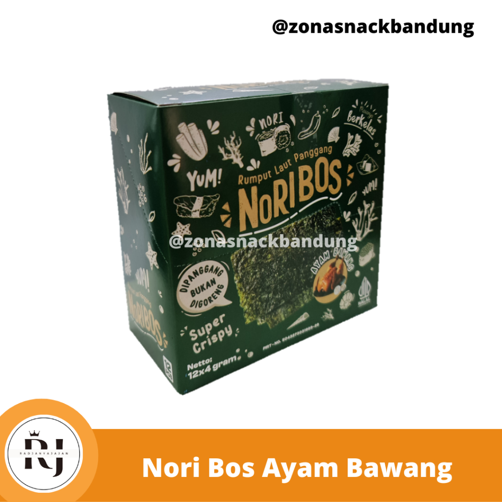 Noribos Seaweed Chicken Onion Flavor 1 Box Contains 12 Pcs | Seaweed ...