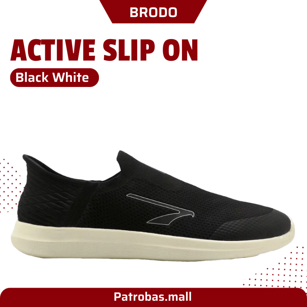 PUTIH HITAM Brodo Active Slip On Black White Original Men's Black and ...