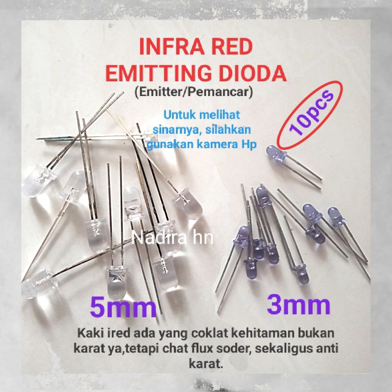 10-50pcs IRED (InfraRed Emitting Diode) 5mm 3mm Led IR EMMITER/MANCAR ...
