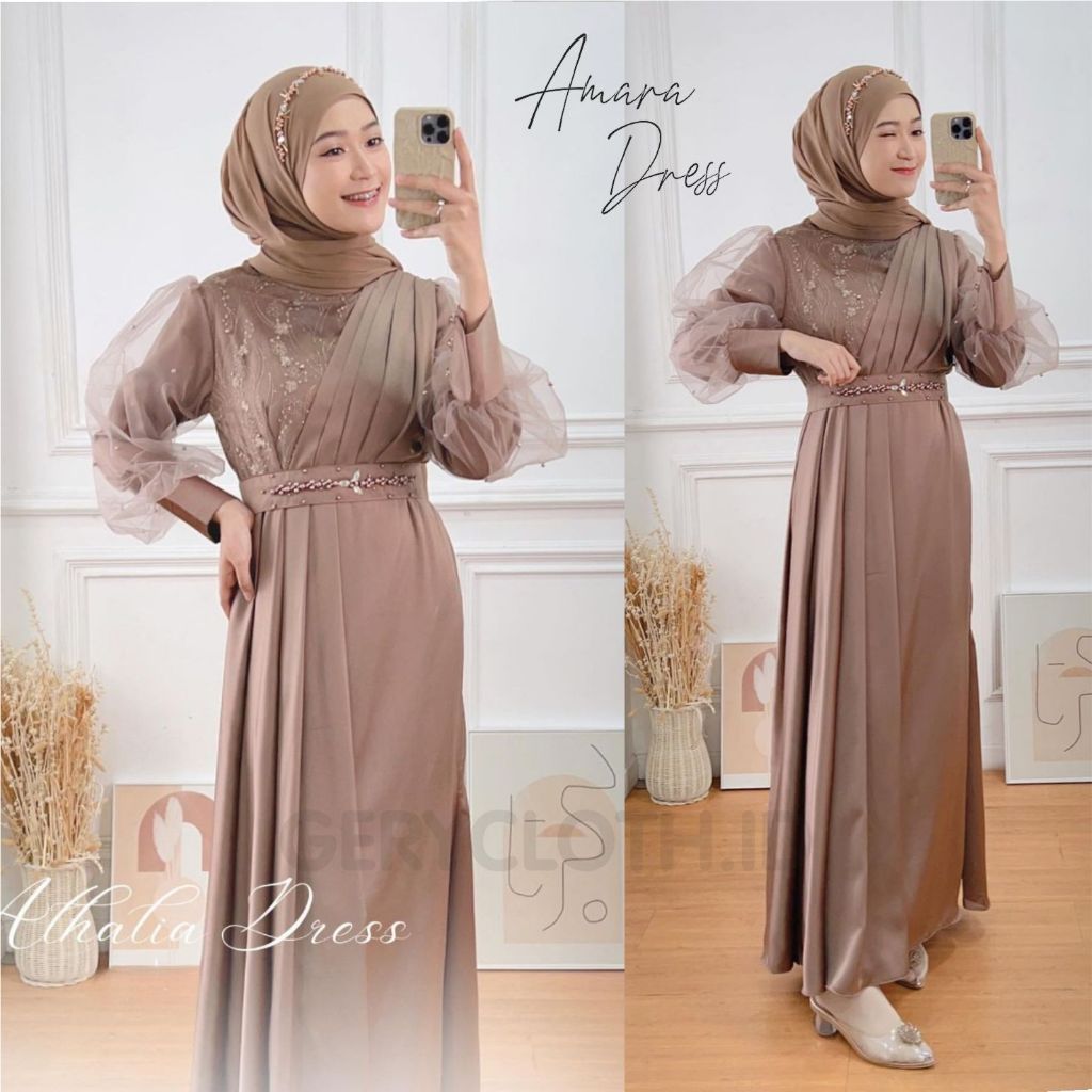 Amara DRESS | Modern PREMIUM MUSLIM GAMIS LUXURY SILK SATIN GAMIS ...