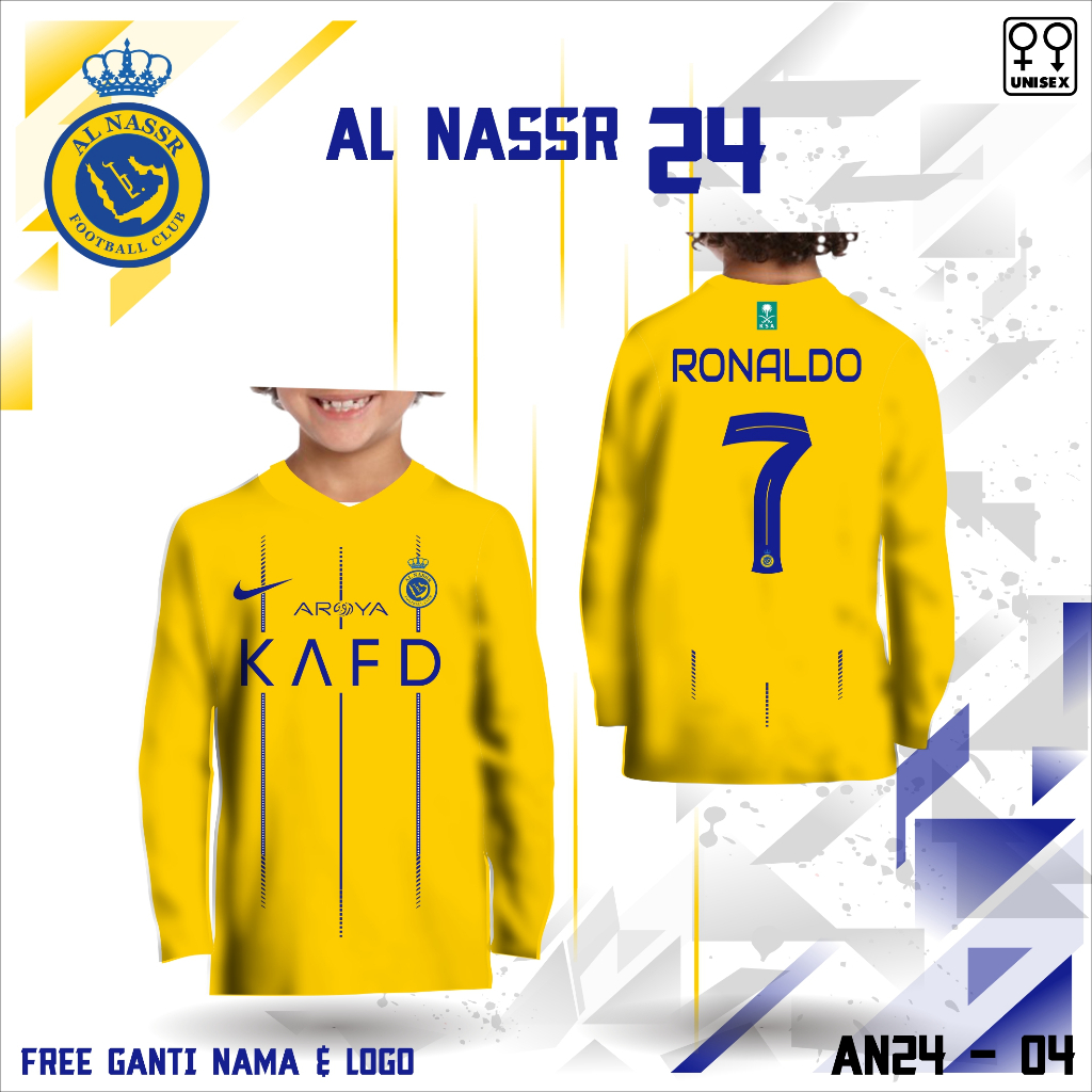 Jersey Al Nassr Logo Nike Kids Football Shirt Cr7 Newest Ronaldo T 